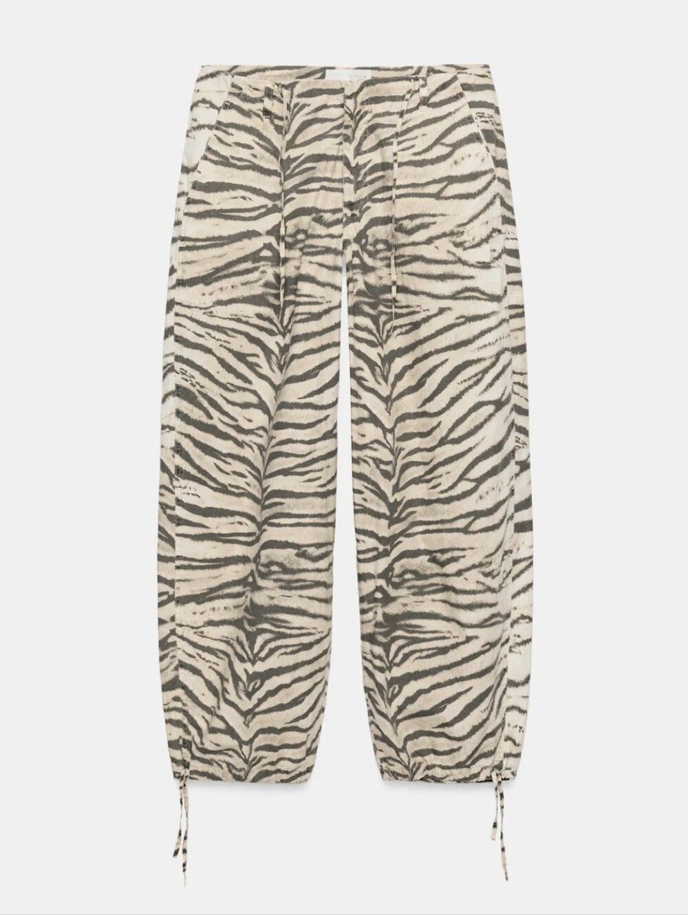 ZARA ANIMAL PRINT WIDE LEG DRAWSTRING PANTS - Picture 7 of 9